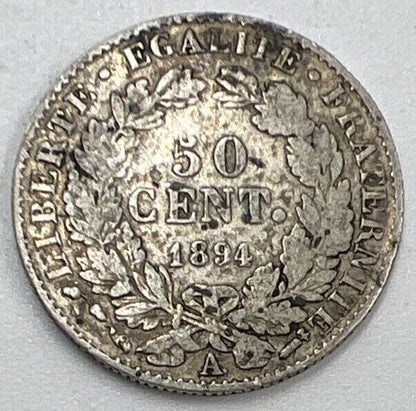 1894-A 50 Centimes France Silver Coin | Fair Grade