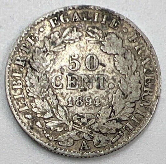 1894-A 50 Centimes France Silver Coin | Fair Grade