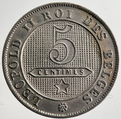 1895 Belgium 5 Cents Coin | Fine Collectable Grade | a8943