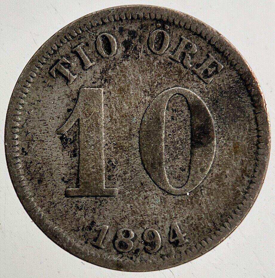 1894 Sweden 10 Ore Silver Coin | Collectable Grade