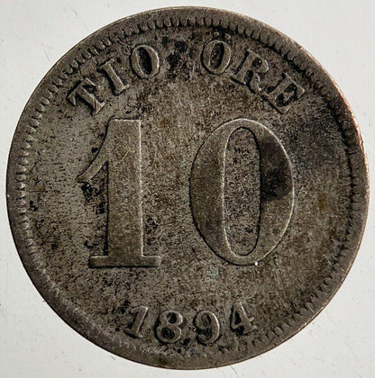 1894 Sweden 10 Ore Silver Coin | Collectable Grade