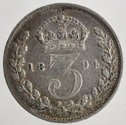 1894 Victoria Threepence Silver Coin | Very High Grade | a9608