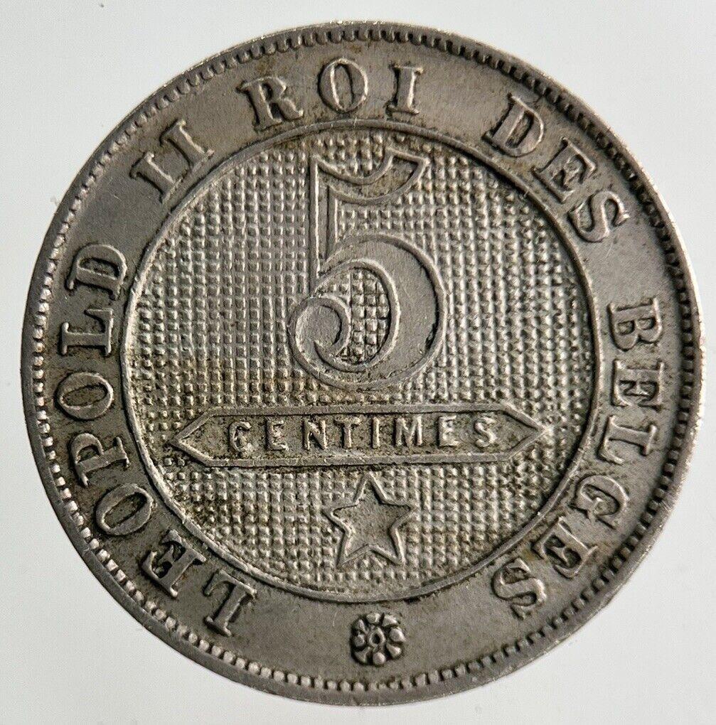 1895 Belgium 5 Centimes Coin | Fine Collectable Grade