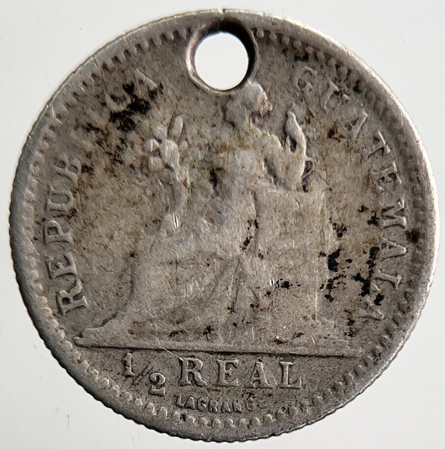 1895 Guatemala 1/2 Half Real Silver Coin | Collectable Grade | a3192