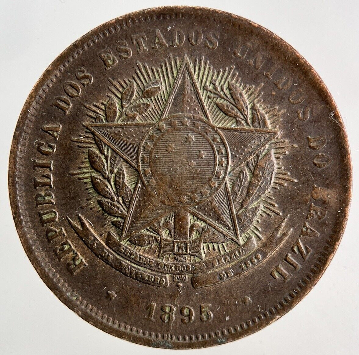 1895 Brazil 20 Reis Coin | Very High Grade