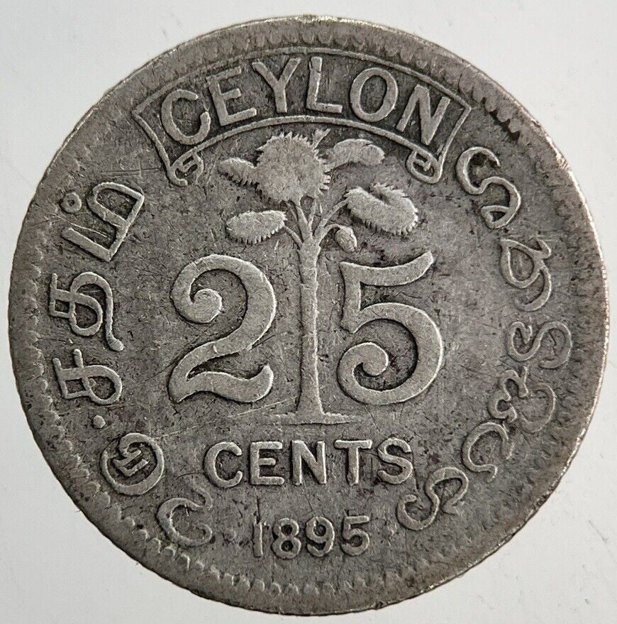 1895 Ceylon 25 Cents Silver Coin | Collectable Grade