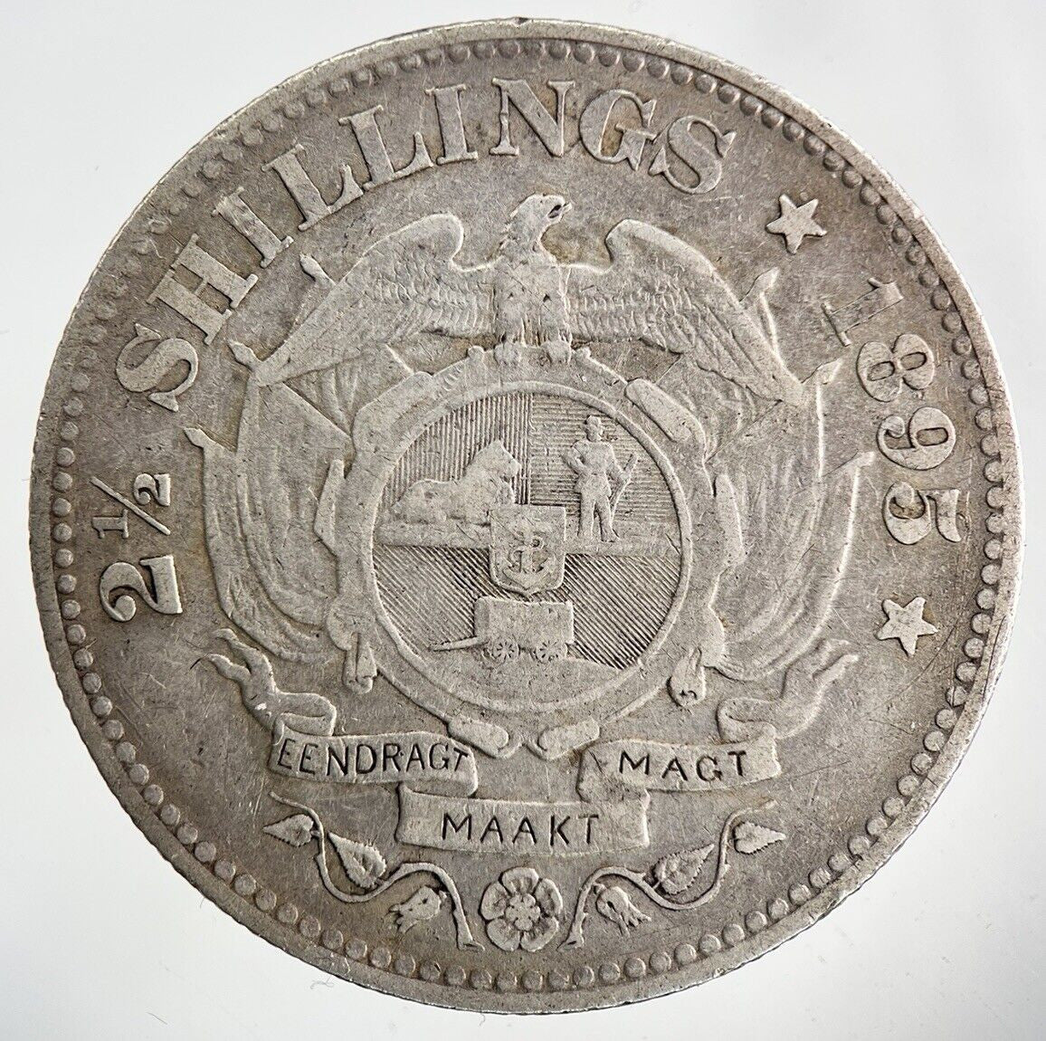 1895 South Africa Half-Crown Silver Coin | Fine Collectable Grade