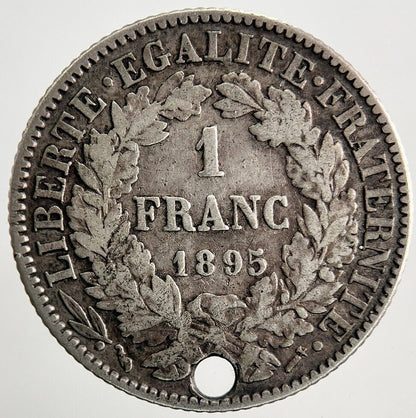 1895 France 1 One Franc Silver Coin | Fine Collectable Grade | a9442