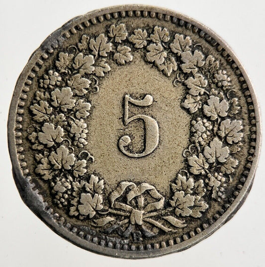 1895 Switzerland Swiss 5 Rappen Coin | Collectable Grade
