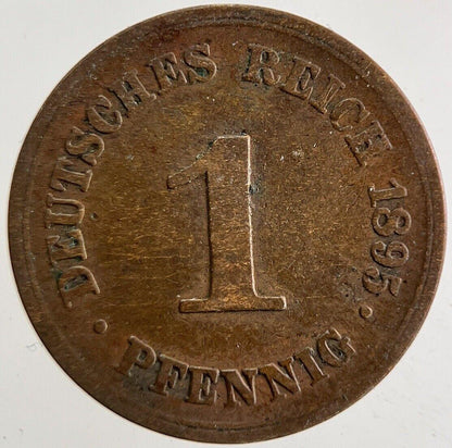 1895 Germany 1 Pfennig Coin | Fine Collectable Grade