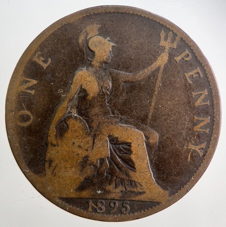 1895 Victoria One Penny Coin | Fair Grade | a4930