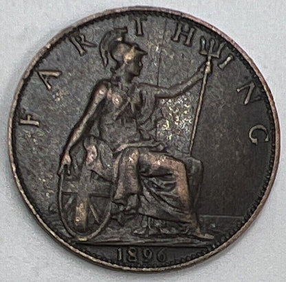 1896 Farthing | British Copper Coin | Queen Victoria | Collectable Grade | a105