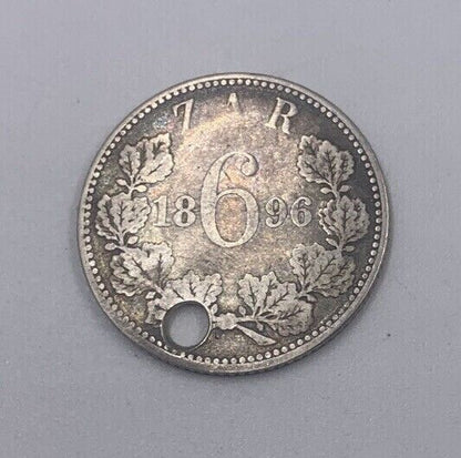 1896 South Africa 6 Zar Sixpence Silver Coin | Collectable Grade | a202