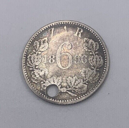 1896 South Africa 6 Zar Sixpence Silver Coin | Collectable Grade | a202