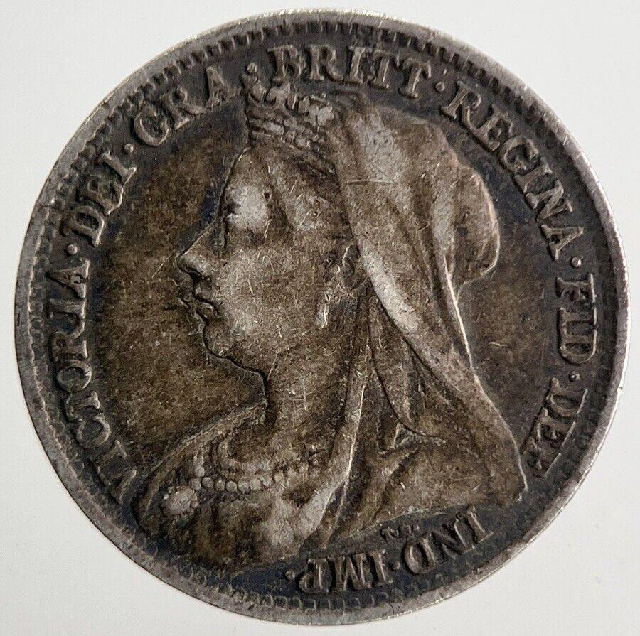 1896 Veiled Head Victoria Threepence Silver Coin | Very Fine Grade | a9813