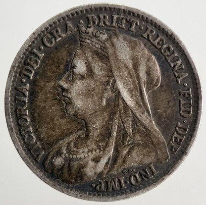1896 Veiled Head Victoria Threepence Silver Coin | Very Fine Grade | a9813