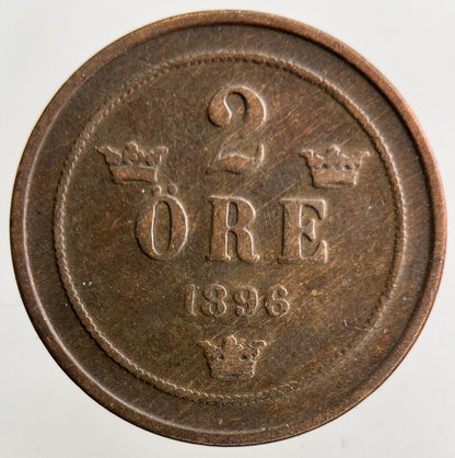 1896 Sweden 2 Ore Coin | Fine Collectable Grade