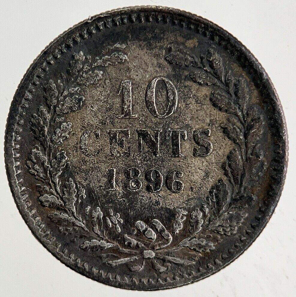 1896 Netherlands 10 Cents Silver Coin | Fine Collectable Grade