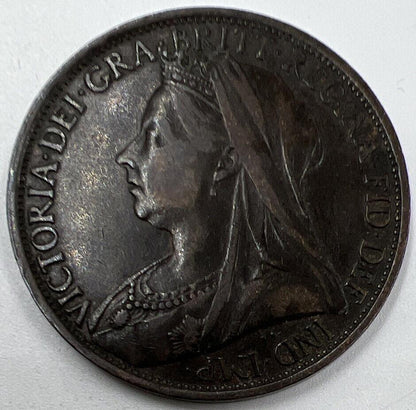 1896 Victoria One Penny | British Copper Coin | Fine Collectable Grade | a297