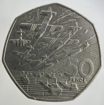 1994 Elizabeth II 2nd D-Day 50p Fifty-Pence Coin | Very High Grade