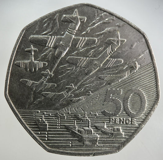 1994 Elizabeth II 2nd D-Day 50p Fifty-Pence Coin | Very High Grade