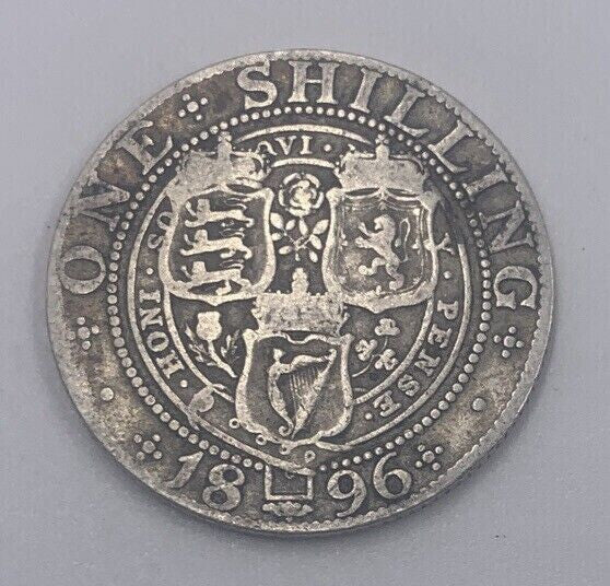 1896 Victoria One Shilling | British Silver Coin | Collectable Grade | a028
