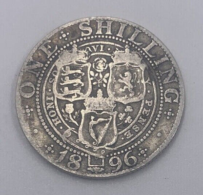 1896 Victoria One Shilling | British Silver Coin | Collectable Grade | a028