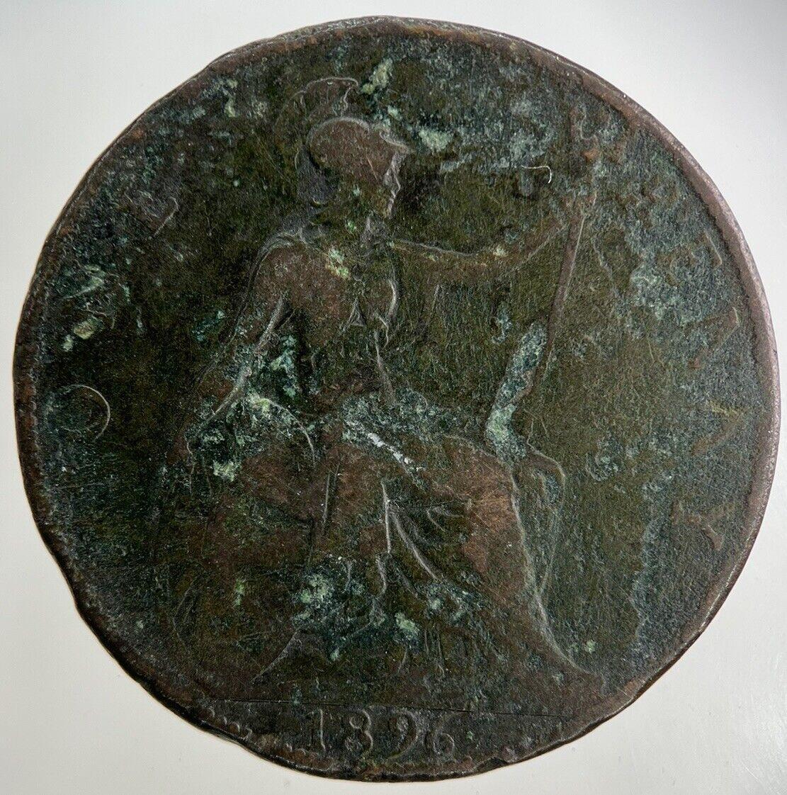 1896 Victoria One Penny Coin | Fair Grade