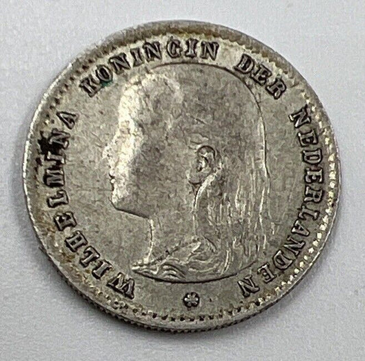 1897 10 Cents | Netherlands Silver Coin | Queen Wilhelmina | Fine Grade | a295