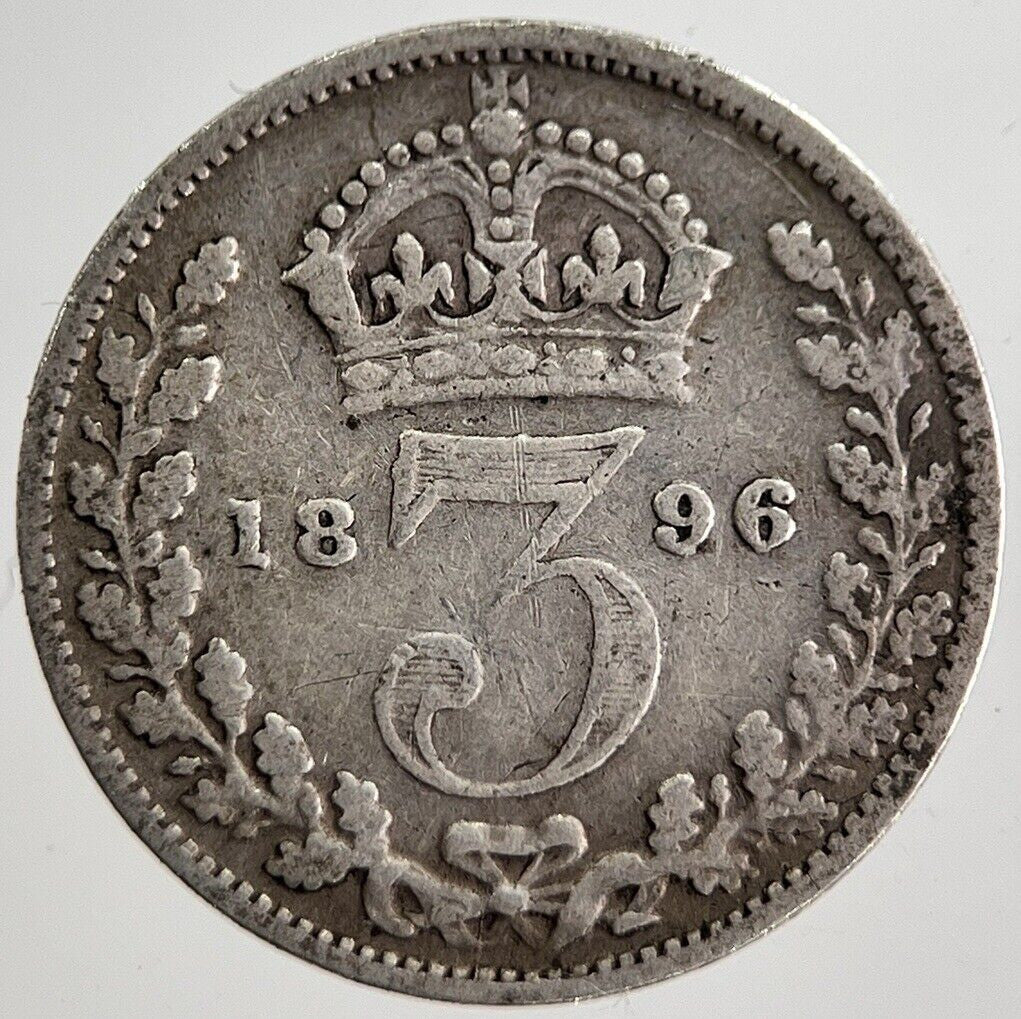 1896 Victoria Threepence Silver Coin | Fine Collectable Grade | a8547