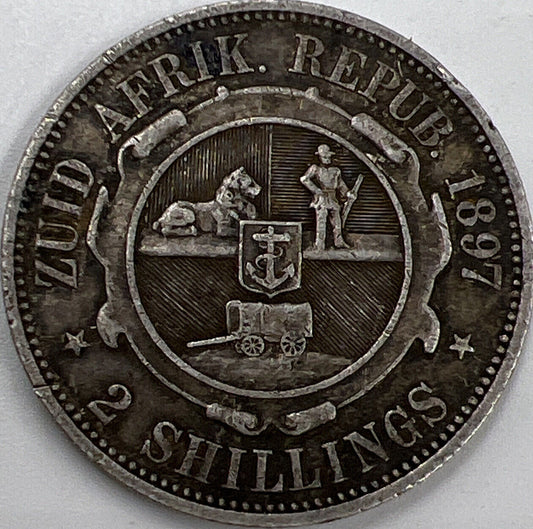 1897 2 Shillings | South Africa Silver Coin | Collectable Grade | a373