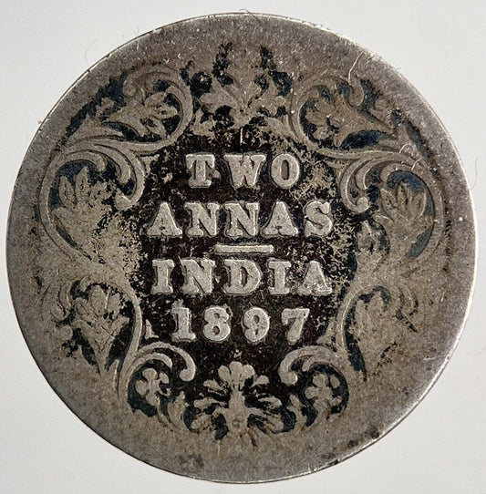 1897 India 2 Annas Silver Coin | Collectable Grade | a6704