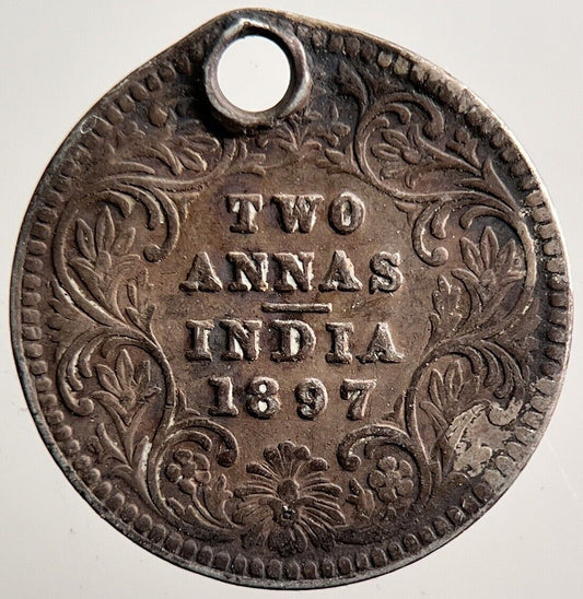 1897 India Two Annas Silver Coin | Collectable Grade | a3513