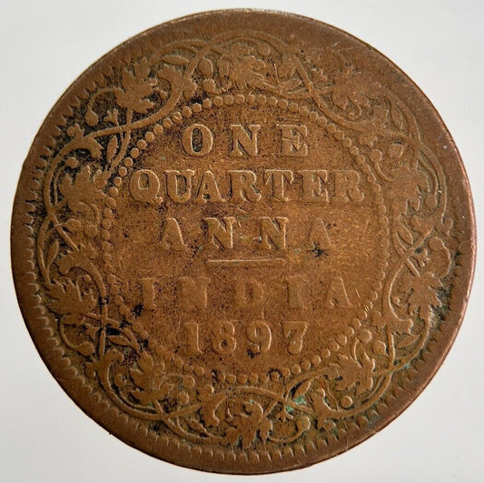 1897 India 1/4 One Quarter Anna Coin | Fair Grade | a420