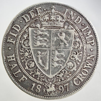 1897 Victoria Half-Crown Silver Coin | Fine Collectable Grade | a2425