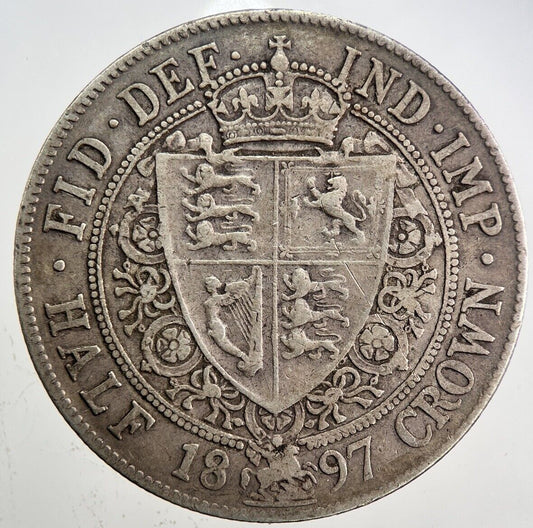 1897 Victoria Half-Crown Silver Coin | Fine Collectable Grade | a6011