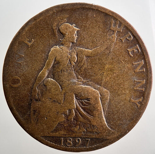 1897 Victoria One Penny Coin | Fair Grade | a3379