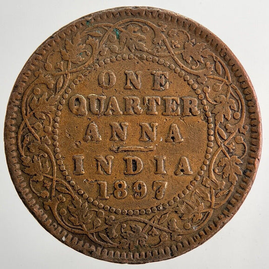 1897 Victoria One Quarter 1/4 Anna Coin | Collectable Grade