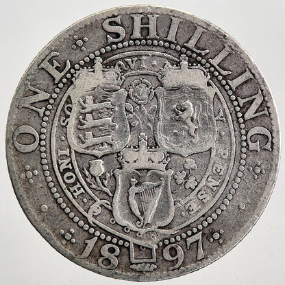 1897 Victoria Shilling Silver Coin | Fine Collectable Grade | a5998