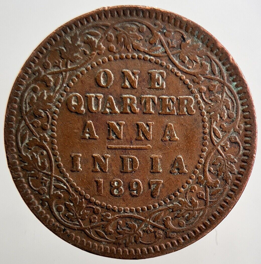 1897 Victoria One Quarter 1/4 Anna Coin | Collectable Grade | a3790