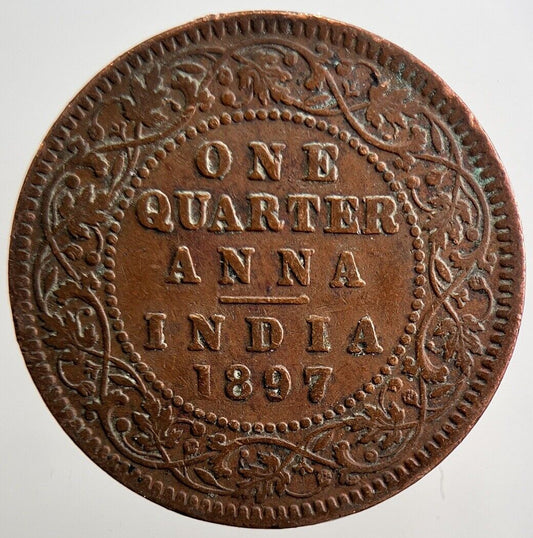 1897 Victoria One Quarter 1/4 Anna Coin | Collectable Grade | a3790