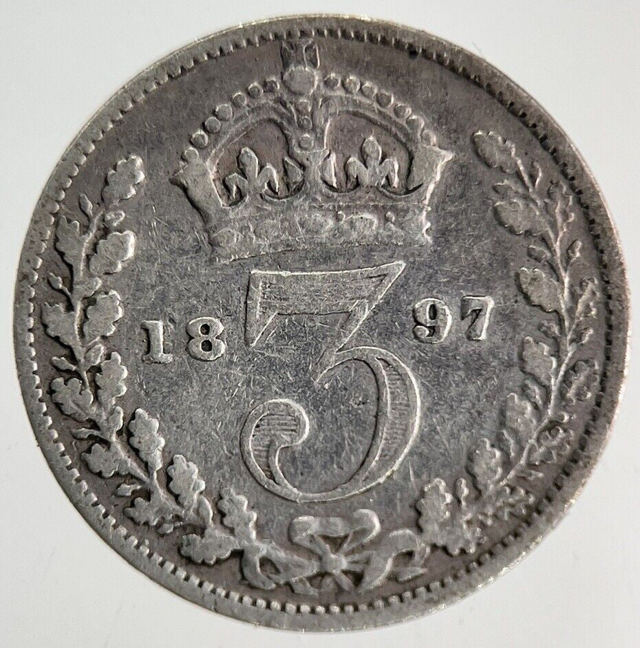 1897 Victoria Silver Threepence Coin | Fine Collectable Grade