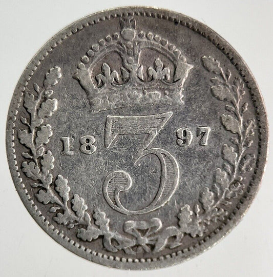 1897 Victoria Silver Threepence Coin | Fine Collectable Grade