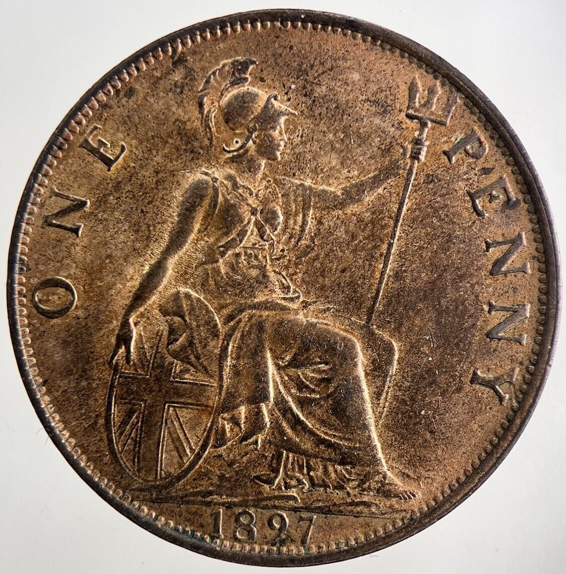 1897 Victoria One Penny Coin | Very Fine Grade | a9846
