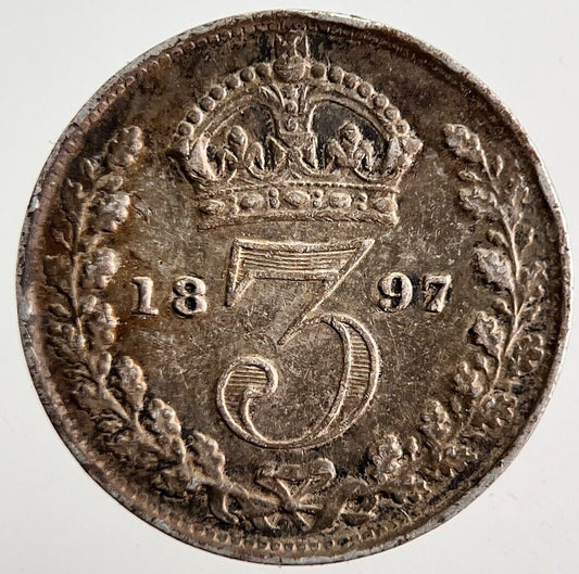 1897 Victoria Silver Threepence Coin | Very High Grade