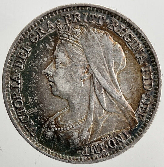 1897 Victoria Toned Threepence Silver Coin | Very Fine Grade | a5066