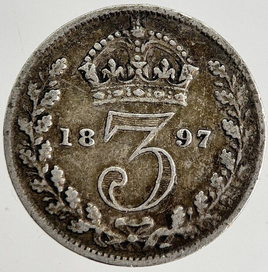 1897 Victoria Threepence Silver Coin | Fine Collectable Grade | a8778