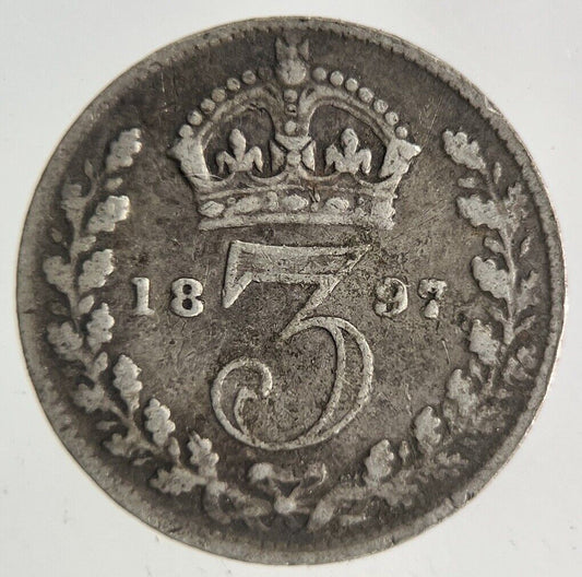 1897 Victoria Threepence Silver Coin | Fine Collectable Grade