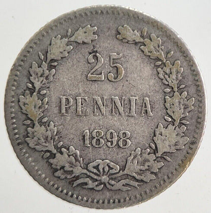 1898 Finland 25 Pennia Silver Coin | Collectable Grade | a4868