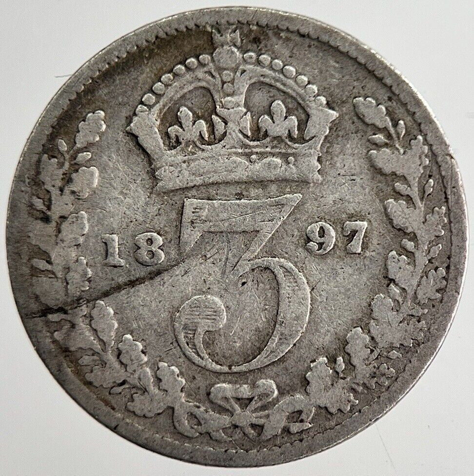1897 Victoria Threepence Silver Coin | Collectable Grade | a8843
